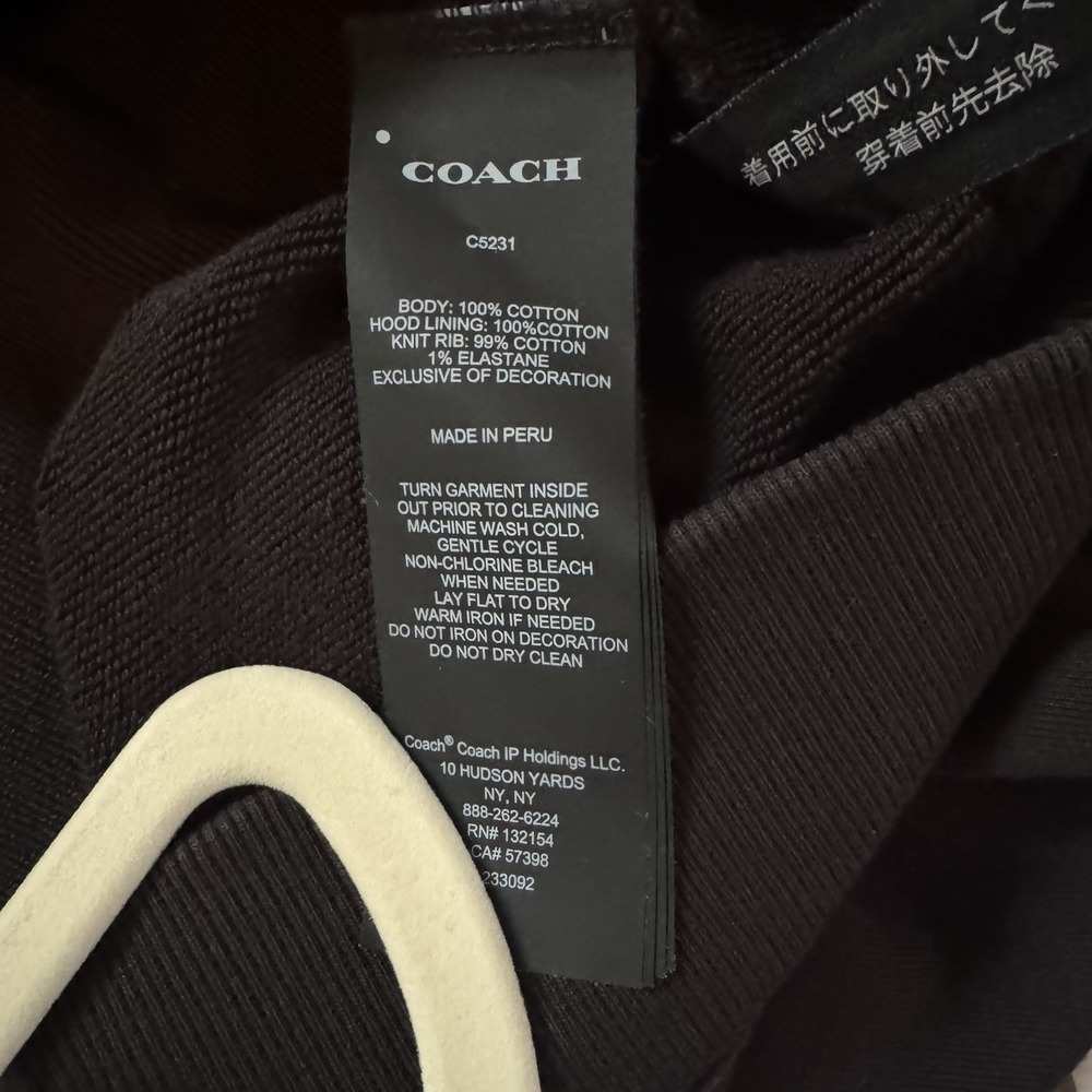 Coach Hoodie Pullover Men's Black Signature Tape Organic Blend‎ C5231 Size 2XL - Picture 6 of 6